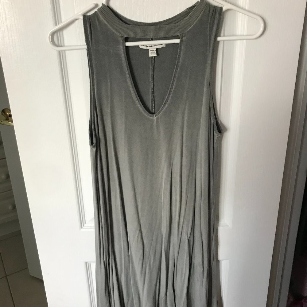 American Eagle Muted Green/Grey Keyhole Dress